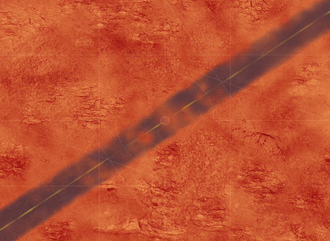 Desert Road avec zones de déploiement (60x44 pouces, 153x112 cm)