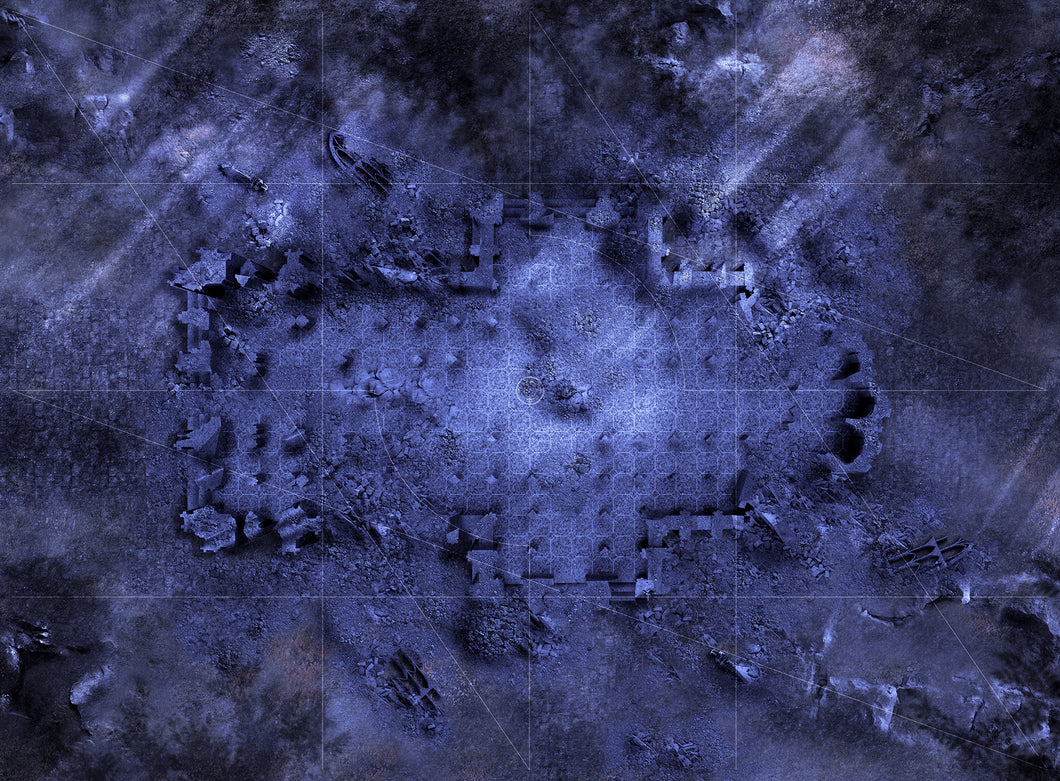 The Dark Chapel - by Night avec zones de déploiement (60x44 pouces, 153x112 cm)